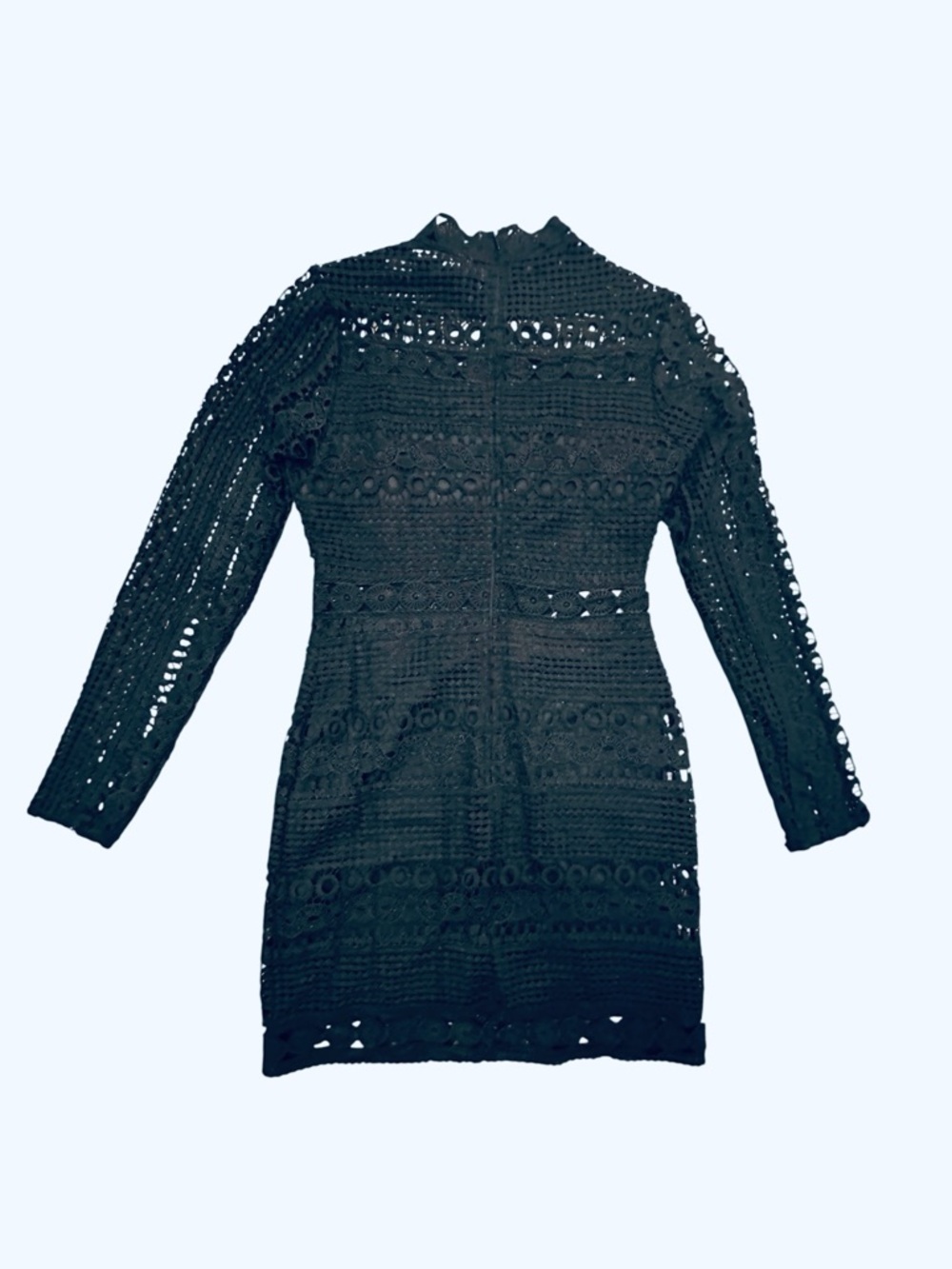 Lulus Full-Hearted Black Crochet Lace Long Sleeve Sheath Dress Bodycon S - Picture 10 of 13